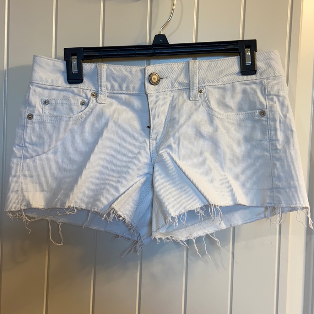 American Eagle white denim shorts